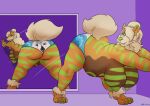  anthro arcanine belly bent_over big_breasts breasts butt clothed clothing clothing_transformation female generation_1_pokemon inanimate_transformation looking_back mirror mrs._henderson nintendo nipples pickles-hyena pokemon pokemon_(species) solo topless transformation underwear_transformation 