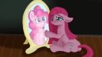 earth_pony equid equine female friendship_is_magic hasbro hi_res horse jbond mammal mirror my_little_pony pinkamena_(mlp) pinkie_pie_(mlp) pony reflection sad sitting solo