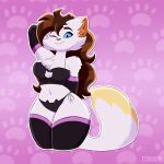 adult_female anthro armwear breasts cat_lingerie clothing domestic_cat elbow_gloves felid feline felis female fur gloves handwear hi_res legwear lingerie mammal mileena_smith_(travis_the_dragon) solo tail thick_thighs thigh_highs travis_the_dragon white_body white_fur