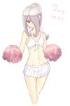  1girl breasts cheerleader hair_over_one_eye little_witch_academia pale_skin pink_hair pom_poms skirt small_breasts solo sucy_manbavaran 