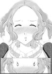  amamiya_ren bloo-ocean blush close-up closed_eyes comic face greyscale hand_in_another's_hair highres looking_at_viewer monochrome o_o okumura_haru parted_lips persona persona_5 pov short_hair silent_comic solo_focus sweater 