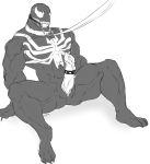  collar erection fangs klyntar male orgasm penis saberhorn_(artist) solo symbiote teeth venom_(spider-man) 