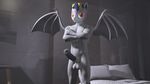  2_fingers 3d_(artwork) abs anthro artemis_schrodinger avian bat_pony bathroom bed digital_media_(artwork) equine mammal membranous_wings muscular my_little_pony penis slit_pupils solo source_filmmaker table wings 