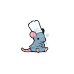  animal artist_name chef_hat hat no_humans ratatouille remy_(ratatouille) simple_background sitting solo spicymochi watermark white_background 