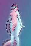  anthro big_penis big_tail blue_body breasts crocodile crocodilian crocodylid eriklechugaa female genitals hi_res intersex liris_gardenia nipples penis pink_body reptile scalie solo tail 