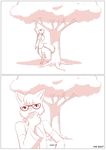  2017 absurd_res anthro aogami apple canine coat eating eyewear food fox fruit glasses hi_res invalid_tag male mammal miles_yellow sequence sleeves tree 