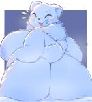  2023 :3 ^_^ anthro areola bear beartic big_breasts big_butt black_nose blue_areola blue_body blue_ears blue_fur blue_inner_ear blue_tail border breasts butt colored cute_fangs digital_media_(artwork) emanata eyes_closed female female_anthro fur generation_5_pokemon happy hi_res huge_breasts huge_butt lightmizano looking_back mammal monotone_body monotone_fur monotone_tail neck_tuft nintendo nude open_:3 pokemon pokemon_(species) purple_background rear_view scut_tail shaded short_tail signature simple_background sitting smile solo tail tuft white_border wide_hips 
