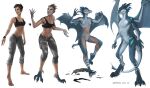 2018 anthro barefoot blue_body blue_eyes blue_scales borsmenta bottomwear bra breasts claws clothing digital_media_(artwork) digitigrade dragon featureless_crotch feet female growth hi_res horn horn_growth human_to_anthro membrane_(anatomy) membranous_wings mythological_creature mythological_scalie mythology navel pants scales scalie sequence simple_background smile solo species_transformation sports_bra standing tail tail_growth torn_clothing transformation tusaris underwear white_background wing_growth wings