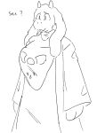  anthro catjam_(artist) clothing dialogue explicit_text female line_art question_mark robe solo text toriel uncertain undertale_(series) 