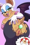  2024 5_fingers absurd_res anthro bat blen_bodega butt clothing digital_media_(artwork) eyebrows female fingers genitals half-closed_eyes hi_res knuckles_the_echidna looking_at_viewer looking_back mammal narrowed_eyes open_mouth pussy rear_view rouge_the_bat sega simple_background sonic_the_hedgehog_(series) torn_clothing wings 