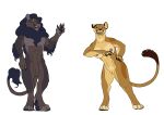  absurd_res anthro black_body black_fur blue_eyes breasts brown_body brown_fur duo felid female fur genitals hi_res lion lions_den_artwork male mammal nude pantherine penis pussy tail tail_tuft tasteful_nudity tuft yellow_body yellow_eyes yellow_fur 