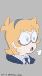  aramaki_oekaki blonde_hair blue_eyes freckles glasses hairband highres little_witch_academia lotte_jansson open_mouth short_hair 