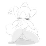  2019 anthro blush blush_lines crossed_arms ebi10000000000 female female_anthro flower flower_(anatomy) flower_hands generation_3_pokemon genitals half-closed_eyes hi_res knock-kneed narrowed_eyes nintendo plant pokemon pokemon_(species) pouting pussy rose_(flower) roselia shadow sitting solo spikes 