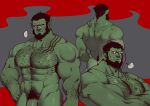  1boy abs absurdres back_hair bara beard colored_skin commentary cowboy_shot crossed_arms english_commentary facial_hair flaccid frown full_beard green_skin guppo13 hairy highres large_pectorals looking_at_viewer male_focus male_pubic_hair mature_male monster_boy multiple_views muscular muscular_male navel navel_hair nipples orc original out-of-frame_censoring pectorals penis penis_peek pointy_ears pubic_hair puff_of_air standing stomach strongman_waist thick_arm_hair thick_beard thick_chest_hair thick_eyebrows thick_navel_hair tusks very_hairy 