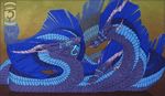  2012 blue_eyes blue_scales curved_horn dragon feral group horn scales shinerai spines teeth 