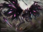  anthro bared_fangs bared_teeth bat chest_wound demonic demonic_eyes ear_piercing ear_ring earrings_only eyes_on_wings female flying grin hi_res horn immya_yamma mammal multi_wing nude nude_anthro nude_female piercing power-up raised_wings ring_piercing signature smile solo spread_wings stomach_wound teeth_showing twitter_handle wings 