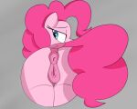  anus blue_eyes equid equine female friendship_is_magic genitals grey_background hasbro hi_res horse kenzie_(artist) looking_down mammal my_little_pony pink_body pink_skin pinkie_pie_(mlp) pony pussy simple_background solo 