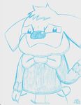  2017 anthro bow_tie bulldog canine clothed clothing dog duck_hunt_dog_(artist) fan_character fur granbull looking_at_viewer male mammal monochrome nintendo pants pok&eacute;mon simple_background sweater timothy_granbull traditional_media_(artwork) video_games white_background 