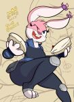  absurd_res action_pose anthro babs_bunny big_butt butt clothing disney female food hi_res judy_hopps jumping knee_pads lagomorph leporid mammal one_eye_closed pastry pie police police_uniform pose rabbit sebaku smile solo thick_thighs tiny_toon_adventures uniform warner_brothers wink zootopia 