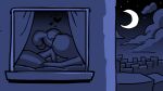  16:9 ambiguous_species animated anthro bed big_breasts breasts conditional_dnp duo female from_front_position furniture heart_symbol hi_res lagomorph larger_female leporid light lying male male/female maloroid mammal missionary_position moon moonlight night nipples on_back on_bed rabbit sex short_playtime size_difference smaller_male widescreen window_frame 