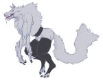 anthro bodily_fluids canid canine claws clothing fangs fluffy fluffy_tail fur furcifur grey_body grey_fur legwear male mammal muscular muscular_anthro mythological_canine mythological_creature mythology saliva shaded simple_background simple_shading solo tail teeth were werecanid werecanine werewolf white_background yellow_eyes