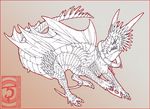  2012 claws dragon feral gradient_background horn scaled shinerai simple_background sketch solo spines traditional_media_(artwork) 