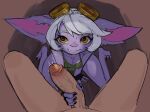  absurd_res anthro bodily_fluids clothed clothing duo erection female genital_fluids genitals hair hi_res league_of_legends male male/female not_furry null0patience penis riot_games short_stack tencent tristana_(lol) white_hair yordle 