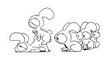  16:9 ambiguous_gender animated balls conditional_dnp duo erection eyes_closed feral feral_on_feral from_behind_position genitals hi_res lagomorph leporid male male/ambiguous maloroid mammal monochrome penis perching_position queue rabbit sex short_playtime tapering_penis waiting_in_line widescreen 