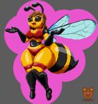  anthro arthropod bee big_breasts breasts clothed clothing digital_media_(artwork) female hair hi_res hymenopteran insect nipples pixel_(artwork) pixelated simple_background solo t3ddyb3ar wings 
