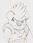  2017 abs anthro big_nose duck_hunt_dog_(artist) fan_character frown gurdurr hair humanoid looking_at_viewer male mammal marcus_gurdurr mohawk nintendo nipples not_furry pecs pok&eacute;mon simple_background solo traditional_media_(artwork) vein video_games white_background 
