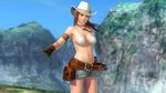  1girl 3d bikini breasts cleavage cowgirl dead_or_alive dead_or_alive_5 gloves hat kasumi_(doa) large_breasts long_hair midriff navel official_art solo 