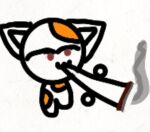  anthro domestic_cat felid feline felis female lil_bud_(character) low_res mammal orange_spots red_eyes smoking solo spots unknown_artist 
