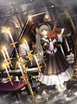  absurdres barefoot candle catbell dress dutch_angle feet flower gothic_lolita grand_piano hairband hat highres instrument lolita_fashion lolita_hairband long_hair original piano piano_bench revision rose sheet_music smile solo top_hat tree twintails very_long_hair wading water wet 