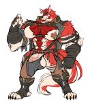  2022 abs absurd_res anthro armor balls barely_contained barely_contained_penis beard body_hair canid canine canis chest_tuft daikitei facial_hair genitals happy_trail hi_res humanoid_genitalia humanoid_penis ineffective_bottomwear ineffective_underwear male mammal mature_male muscular muscular_anthro muscular_male nipple_piercing nipples pecs penis piercing pirate pubes ren_(daikitei) solo tuft unconvincing_armor vein veiny_penis wolf 