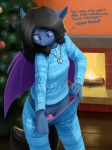  anthro bat_pony blush christmas christmas_tree clothing fan_character female fireplace holidays ipomoea jewelry my_little_pony necklace nude panties pants pussy solo sweater the-minuscule-task thong tree underwear 