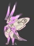  abdomen absurd_res antennae anthro arthropod breasts claws digitigrade female grey_background hand_on_hip hi_res insect lepidopteran moth multi_arm multi_limb neck_tuft nude pink_eyes pixel-butts red_sclera simple_background solo thin_waist tuft wide_hips wings 