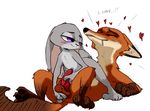  &lt;3 anal anal_fingering anal_penetration anthro balls blush canine claws dialogue disney drooling erection eyes_closed female female_penetrating fingering flat_chested fox fur half-closed_eyes handjob hi_res judy_hopps lagomorph looking_back looking_pleasured male male/female mammal nick_wilde nobby_(artist) nude pawpads pawtsun penetration penis precum rabbit saliva sex simple_background size_difference smile text white_background zootopia 