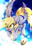  cutie_mark derpy_hooves_(mlp) equine eyelashes feathered_wings feathers female feral friendship_is_magic grey_feathers hooves mammal my_little_pony pegasus rariedash smile solo wings yellow_eyes 