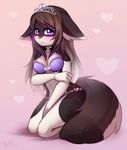  anthro blush bra breasts canine clothed clothing coff covering covering_crotch female kneeling looking_at_viewer mammal panties solo underwear 