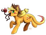  2014 apple applejack_(mlp) audrarius cowboy_hat equine female food friendship_is_magic fruit green_eyes hat horse mammal my_little_pony pony portrait solo stetson tatzlpony tatzlwurm tentacles 