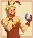  abs adricarra anger_vein animal_ears artist_name bare_shoulders blonde_hair blue_hair blush brown_eyes bunny_ears bunnysuit chibi easter_egg egg fake_animal_ears fire_emblem fire_emblem:_seima_no_kouseki fire_emblem_heroes glen_(fire_emblem) gloves heart long_hair male_focus multiple_boys one_eye_closed open_mouth teeth upper_body valter 