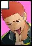  1boy itto_(mentaiko) licking looking_at_viewer naughty_face open_mouth red_hair school_uniform student tongue tongue_out 