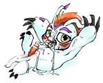  2017 animal_genitalia blush censored claws cum cum_on_face cum_on_fur cute_fangs digimon digital_media_(artwork) erection fangs feral fur genital_slit gomamon hair half-closed_eyes hi_res japanese_text kemono long_ears looking_at_viewer lying madoroneru male mammal marine markings messy mohawk on_back open_mouth penis pinniped seal simple_background slit smile solo spread_legs spreading tapering_penis teeth text tongue tongue_out white_background white_fur 