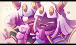  &lt;3 4_eyes 6_hands black_border border cape clothing curved_horn empty_eyes eyes_closed floating_hands hair horn kirby_(series) lyrae multi_eye nintendo pink_eyes queen_sectonia scarf sectonia simple_background spidr stinger taranza video_games wavy_horn white_background white_hair yellow_eyes 