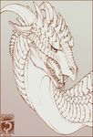  2014 dragon horn open_mouth scales shinerai simple_background teeth tongue traditional_media_(artwork) 