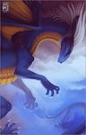  blue_eyes claws digital_media_(artwork) dragon feral hair male membranous_wings scalie shinerai smile solo western_dragon white_hair wings 