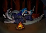  aleu_moonshadow anthro boo3 breasts bulge campfire canine clothing coal-heart dickgirl dragon female fox fur hair intersex japanese_clothing kimono lateinshowing long_hair mammal multi_tail nimbus wings 