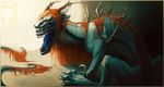  2013 blue_eyes blue_tongue claws digital_media_(artwork) dragon feral hair open_mouth shinerai solo teeth tongue 