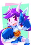  2017 anthro aquatic_dragon arung98 boots breasts clothed clothing dragon female footwear freedom_planet freedom_planet_2 fur gloves hair horn hybrid long_hair looking_at_viewer mammal open_mouth pink_eyes purple_fur purple_hair sash_lilac shorts signature simple_background solo text tongue video_games 