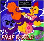  &lt;3 2017 4_toes animatronic anthro apron avian bird bonnie_(fnaf) bow_tie breasts cephalopod chica_(fnaf) chicken clothing dress female five_nights_at_freddy&#039;s five_nights_at_freddy&#039;s_world foot_fetish foot_focused lagomorph laugh lily_pad machine male mammal marine non-mammal_breasts overalls plant rabbit robot rodent seagoon_(fnaf_world) soles squid tentacles text the_urge_within tickling toes video_games water 